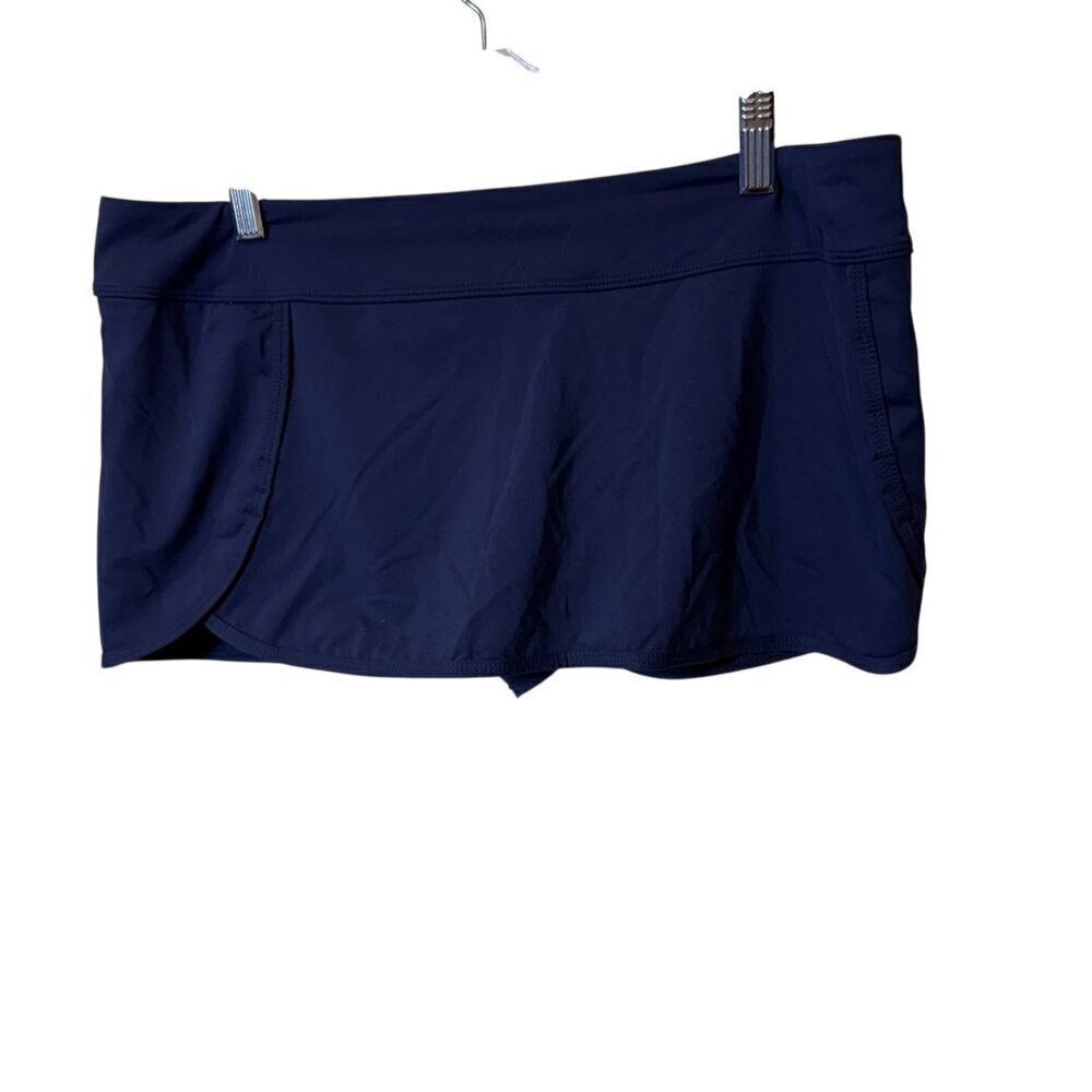 Athleta Womens Navy Swim Skort/Skirt With Built-In Shorts L